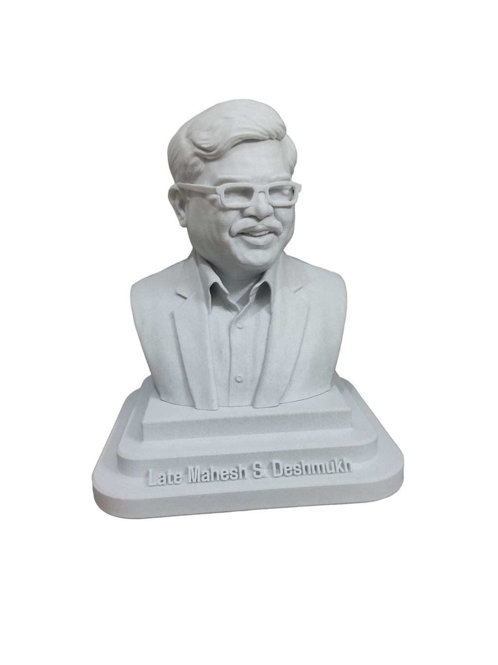 Custom 3D printed portrait bust on pedestal