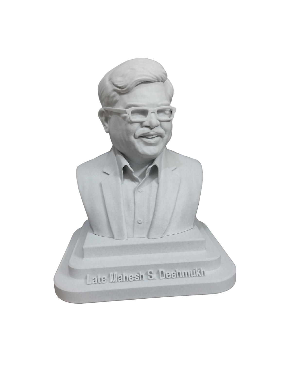 Custom 3D printed portrait bust on pedestal