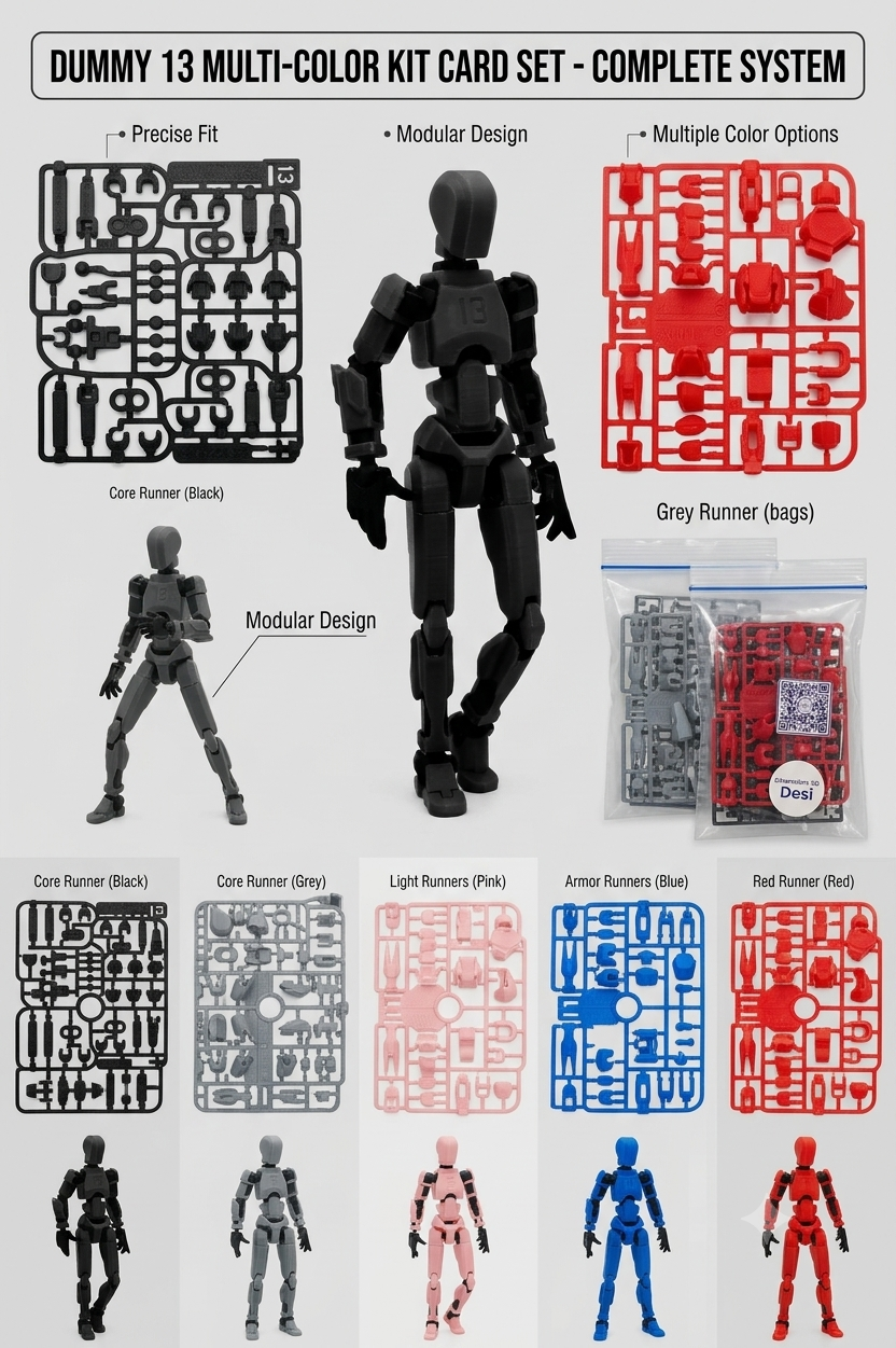 3D Printed Articulated Action Figure: Fully Posable, 9 Color Options